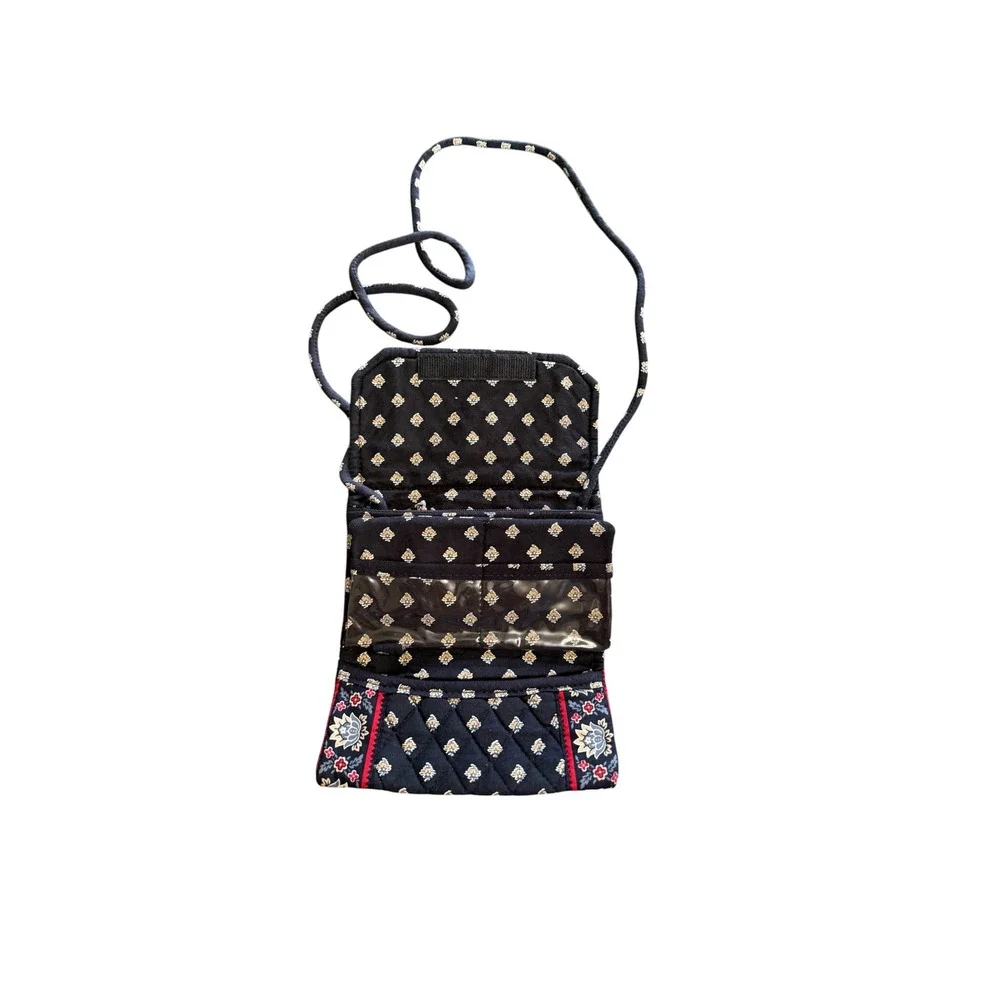 Vintage Vera Bradley Quilted Cotton Trifold Crossbody Wallet in Classic Black - Picture 4 of 7